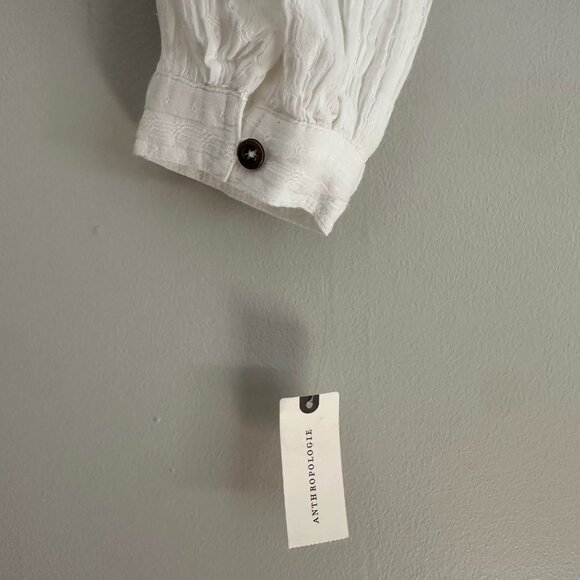 Pilcro The Andie Ribbed Henley Top Balloon Sleeve Blouse - NWT - Small - Picture 7 of 9